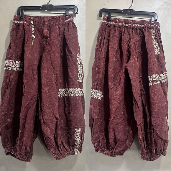 Anthropologie Embroidered Parachute Pants - Picture 5 of 9